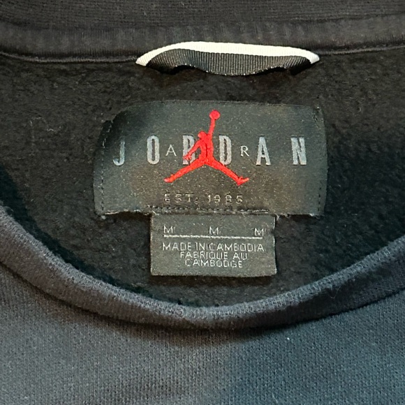 Nike Air Jordan Sweatshirt Men's Medium Black Rival Crew Pullover Fleece JumpMan - Picture 3 of 4